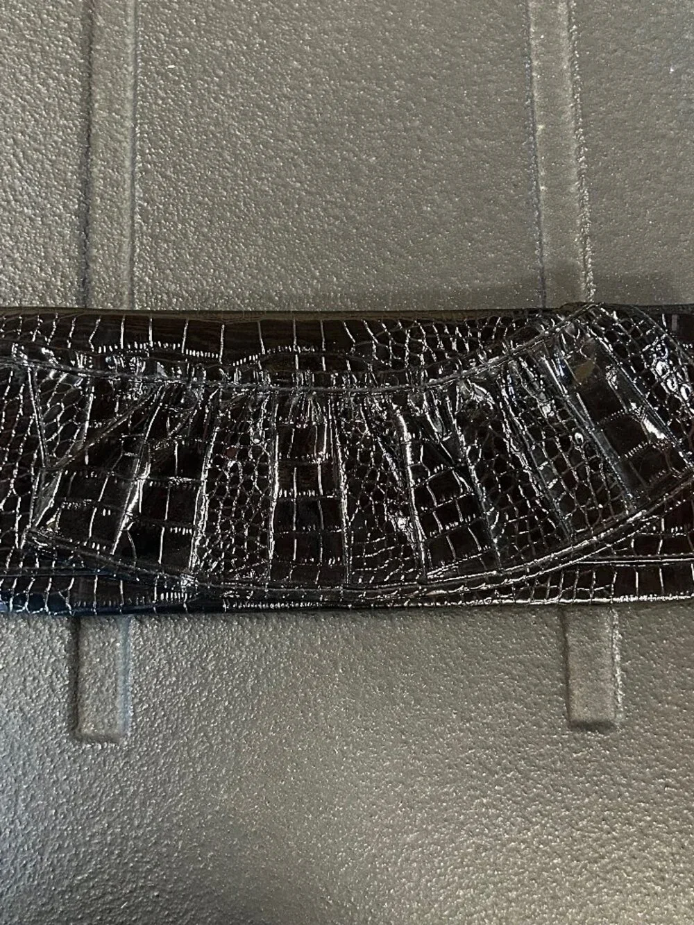 Giannini Black Croc-Embossed Faux Leather Clutch